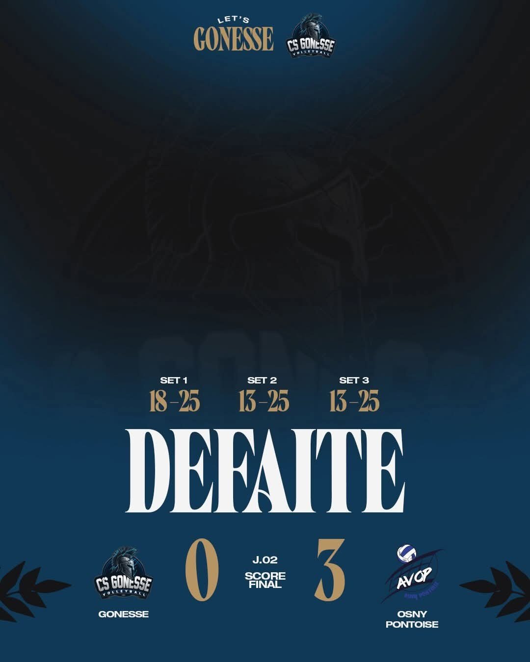 Défaite 0-3 contre Osny Pontoise